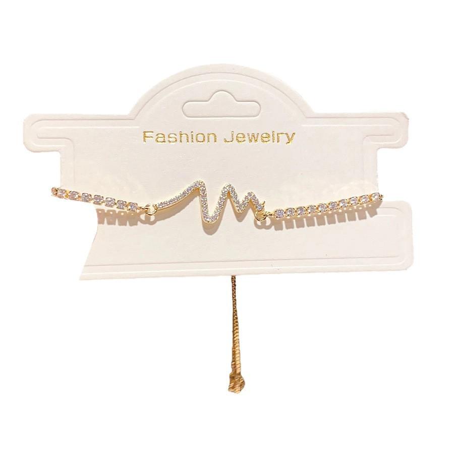 Zircon Heart Rate Design Shape Pendant Bracelet With Sparkling Stones For Womens Fashion Accessory