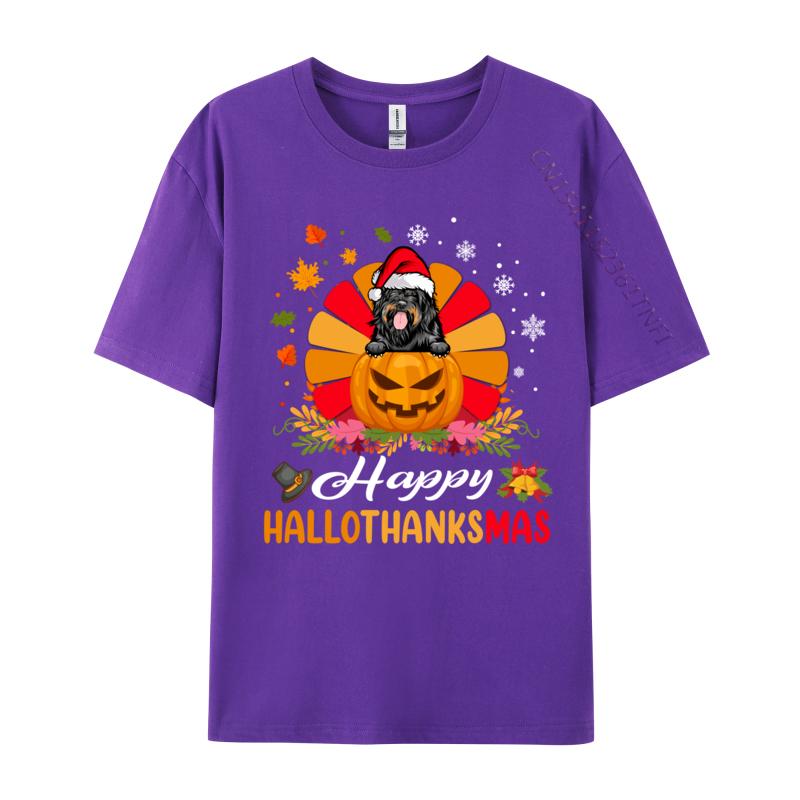 Portuguese Water Dog Hallothanksmas Halloween Fall Christmas T Shirts For Men Short Sleeve Tops Designs Tees Pure Cotton