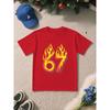 European Sizes Flame Six Seven" Letter/cartoon Print, Boys' Short-sleeved T-shirt, Cool and Breathable for Spring/summer Wear