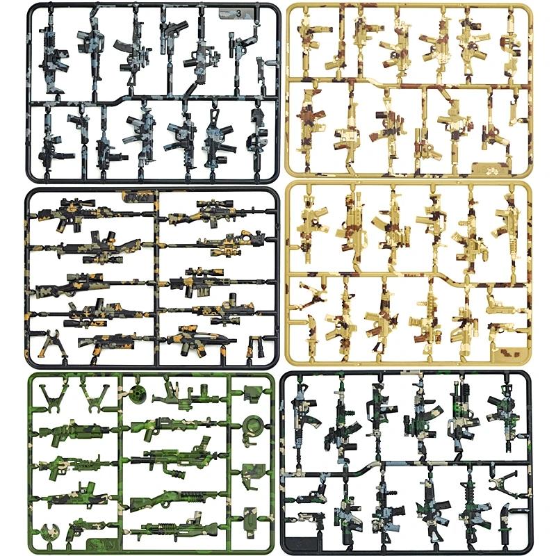 20pcs WW2 Military SWAT Guns Bricks Model Series Guns Assemble Educational MOC Army Building Blocks Soldier Militaries Kid Toys