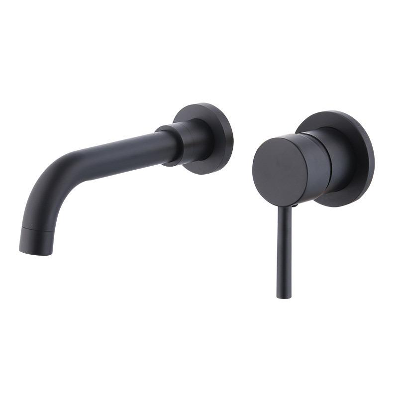 Wall Mounted Wash Basin Faucet Matte Black Bathroom Bathtub Mixer Cold And Hot Single Handle Chrome Tap Integrated