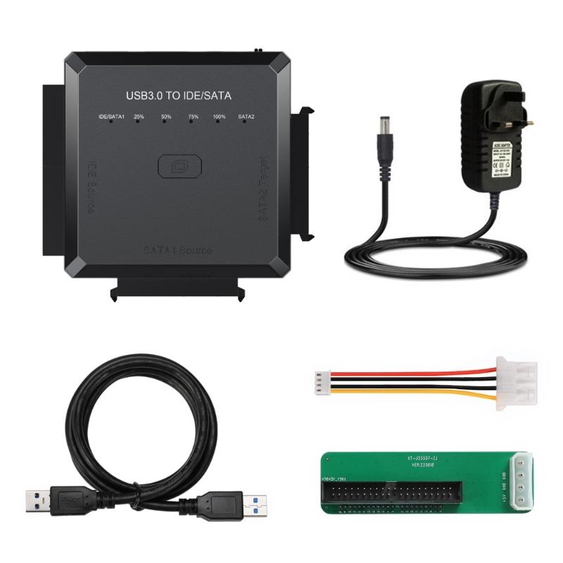 USB SATA IDE Adapter w/ 12V 2A Power Cable,2.5 3.5 IDE / SATA HDD to USB 3.0 Converter,2.5 SSD / IDE Hard Drive CD-ROM