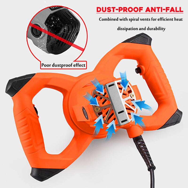 2380W Dual High Low Gear 6 Speed Handheld Paint Cement Grout Electric Mortar Mixer Putty Powder Mixing Machine