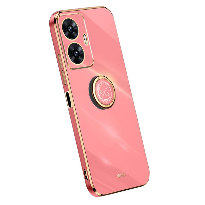 

XINLI Для Realme C55 4G Гальванизированный Чехол для Телефона TPU Чехол с Кольцом-Подставкой Red