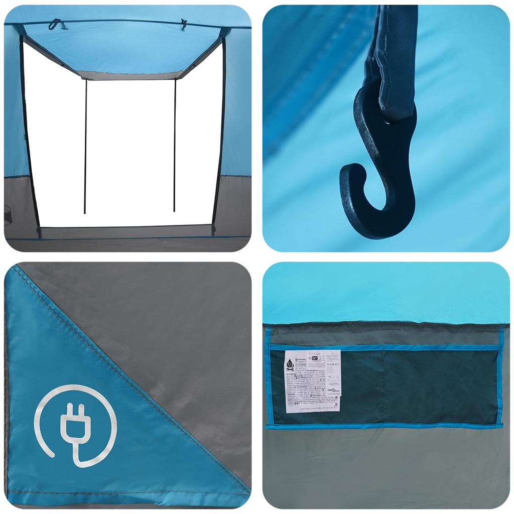 Party Tent Blue 10 Person Capacity 185T Polyester with PU Coating