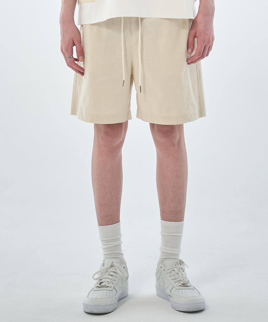 ZENSAI Block Elastic Shorts Beige
