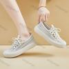 Fashion Women's White Casual Shoes 2025 Summer Fly Weave Mesh Breathable Comfortable Flats Fashion Cross Tied Non Slip Vulcanized Shoes