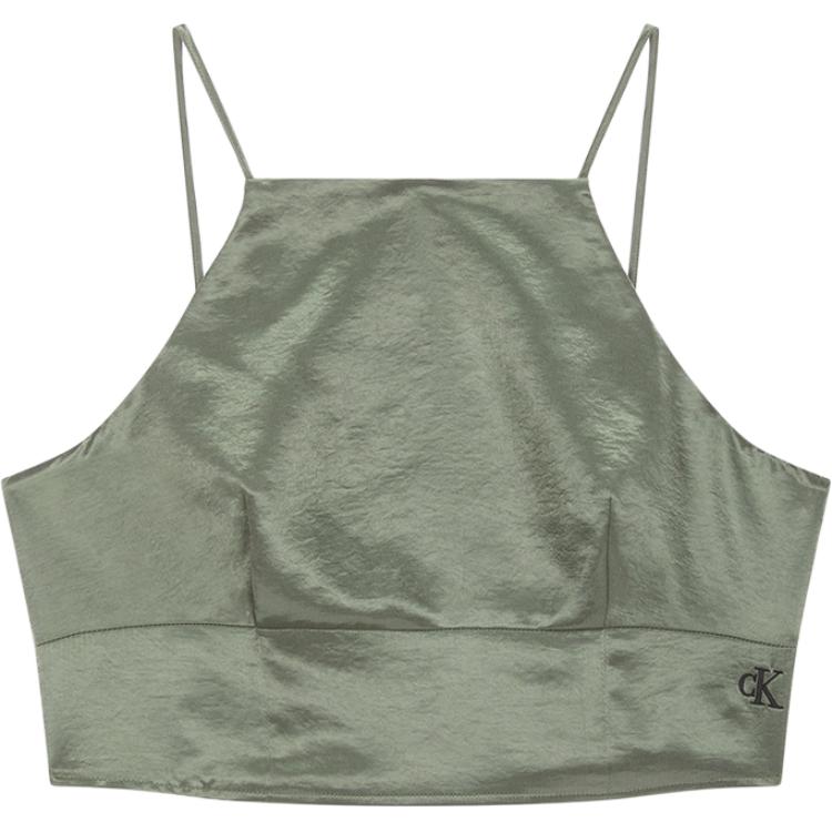 

Calvin Klein Однотонный атласный топ без рукавов с квадратным вырезом для женщин Зеленый J222903-LDY S