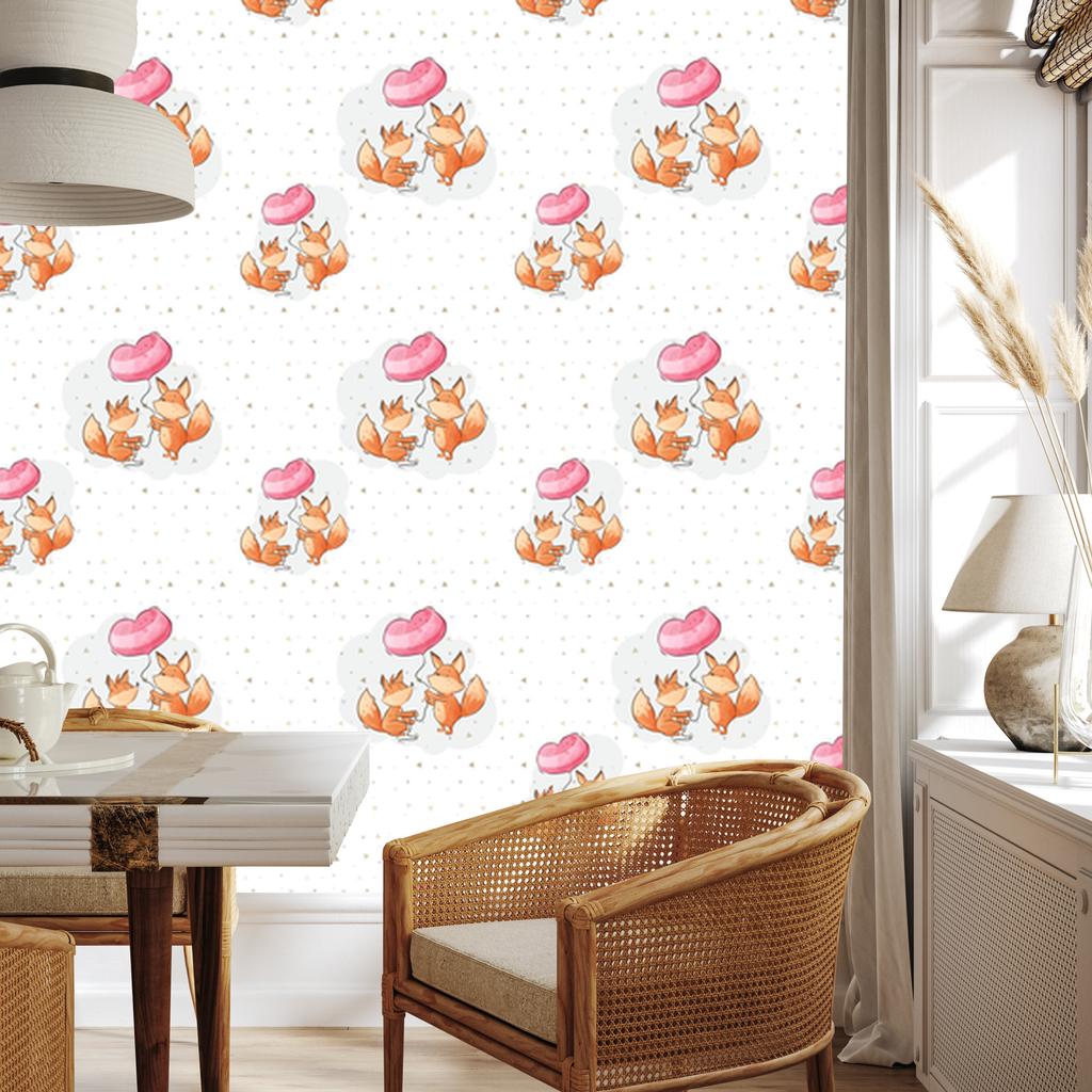 Foxes with balloons wallpaper for living room and bedroom 50x1000