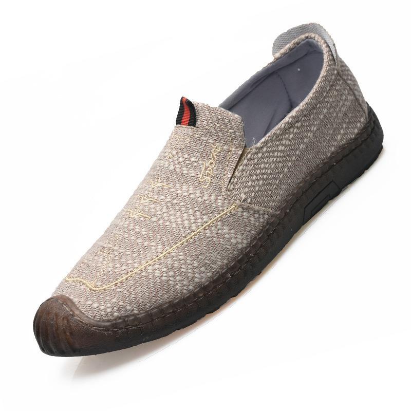 Scarpe Singole da Uomo con Tendini di Mucca e Suole Morbide, Scarpe da Uomo Anziano, Scarpe Casual Traspiranti in Tela, Scarpe di Lino, Scarpe Basse a Fagiolo