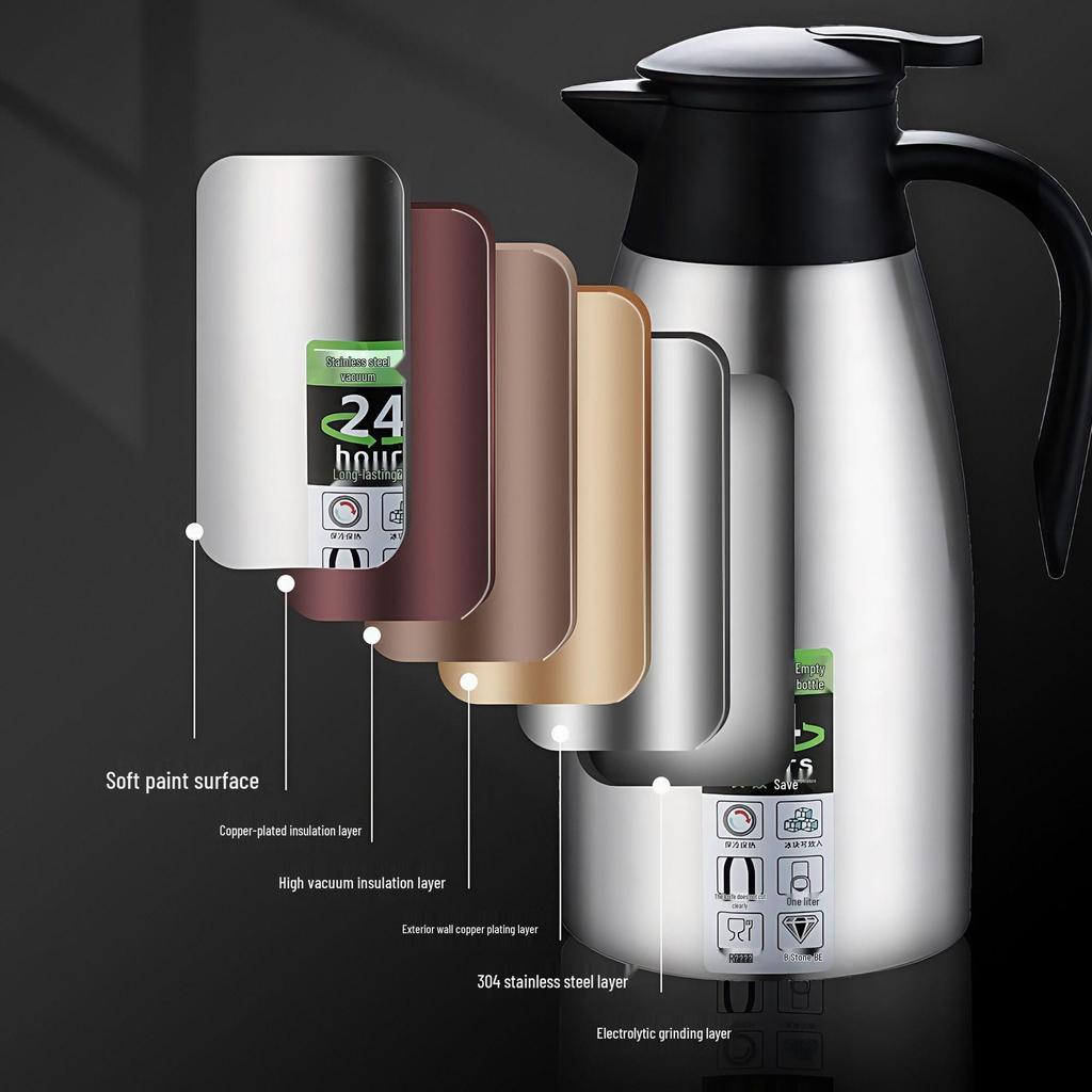 2L Large Capacity Double-Layer 304 Stainless Steel Vacuum Insulated Hot Water Kettle