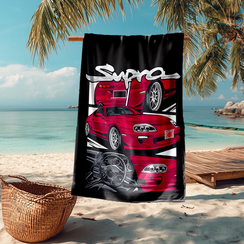 Ultra-weiches Strandtuch mit Rennsport-Thema, ideal für Pool - Camping, Tauchen - Perfekter Reisebegleiter, Lebendiges Strandtuch.