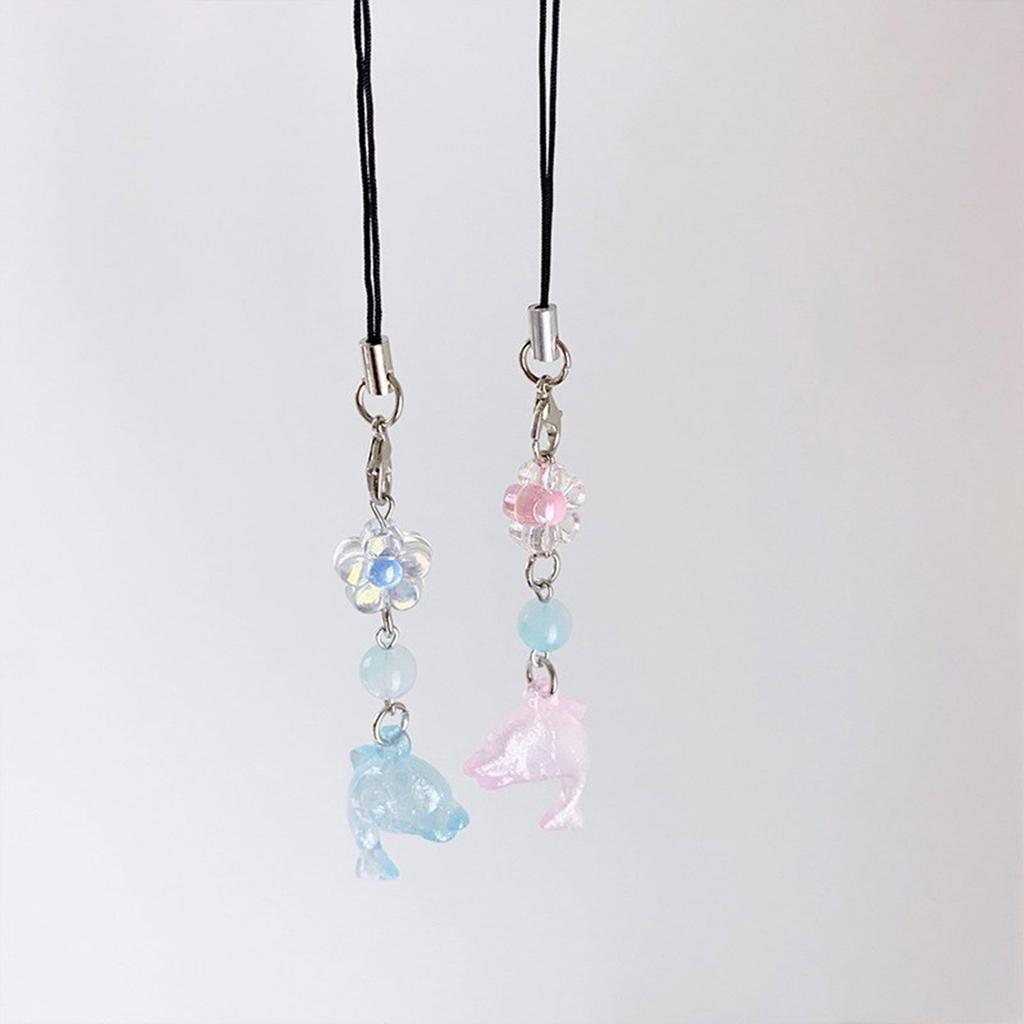Cute Ocean Themed Keychain Pendant Dolphin Phone Pendant Beaded Pendant Lovely Accessory Suitable for Phone Books Bag