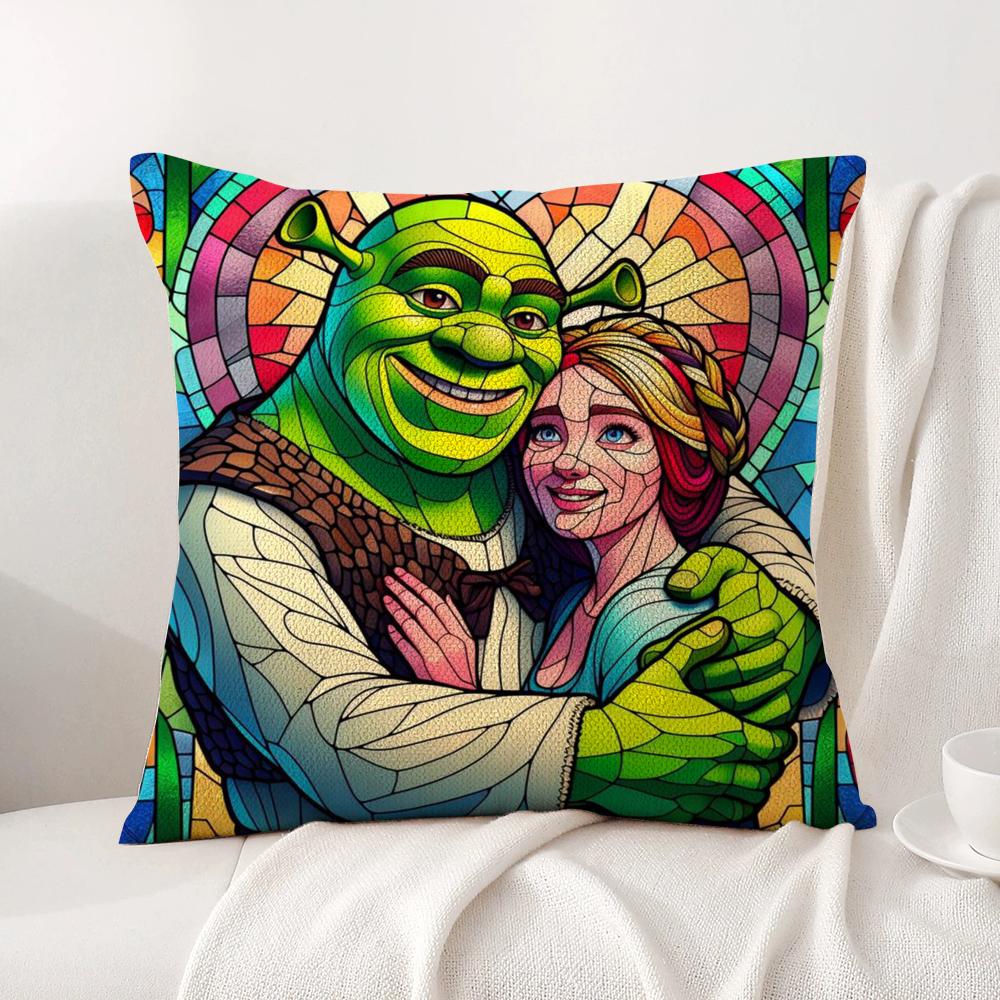 Funny Cartoon S-Shreks Pillow Case Natural Linen Organic Fabric Double-Sided Printing Breathable Perfect For Home Decor