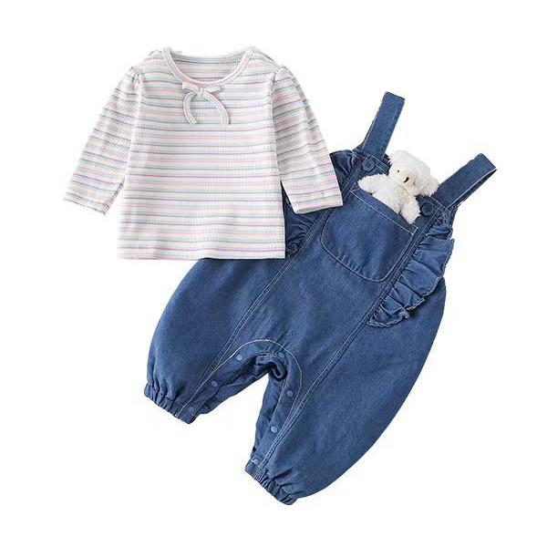 

Двухслойный джинсовый ромпер и брюки с плюшевой куклой для малыша - Весна/Осень 66 cm королевский синий