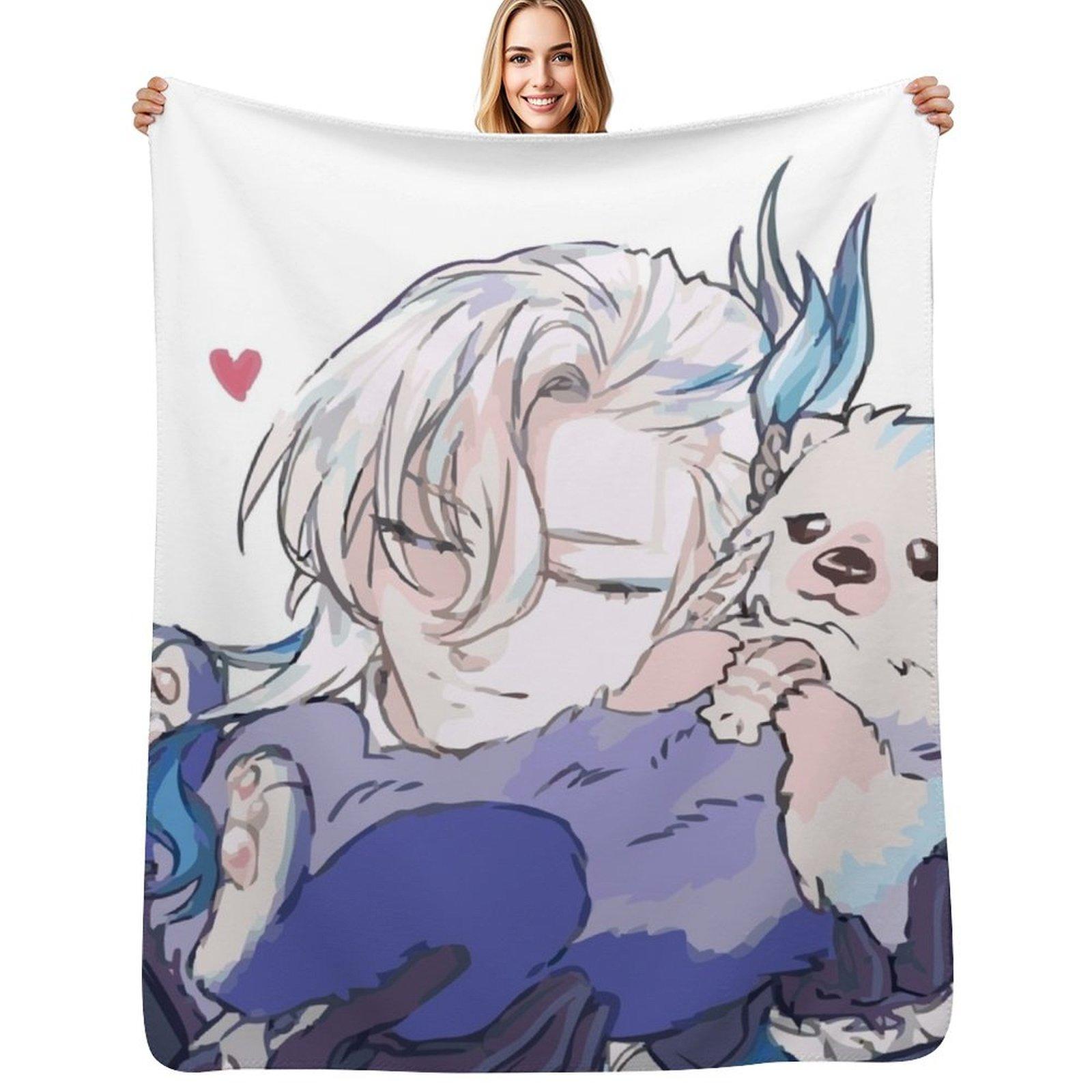 Neuvillette witj otter Throw Blanket Multi Use Warm Blanket for Living Room Bedroom Size: 75*100cm, Weight: 230 GSM