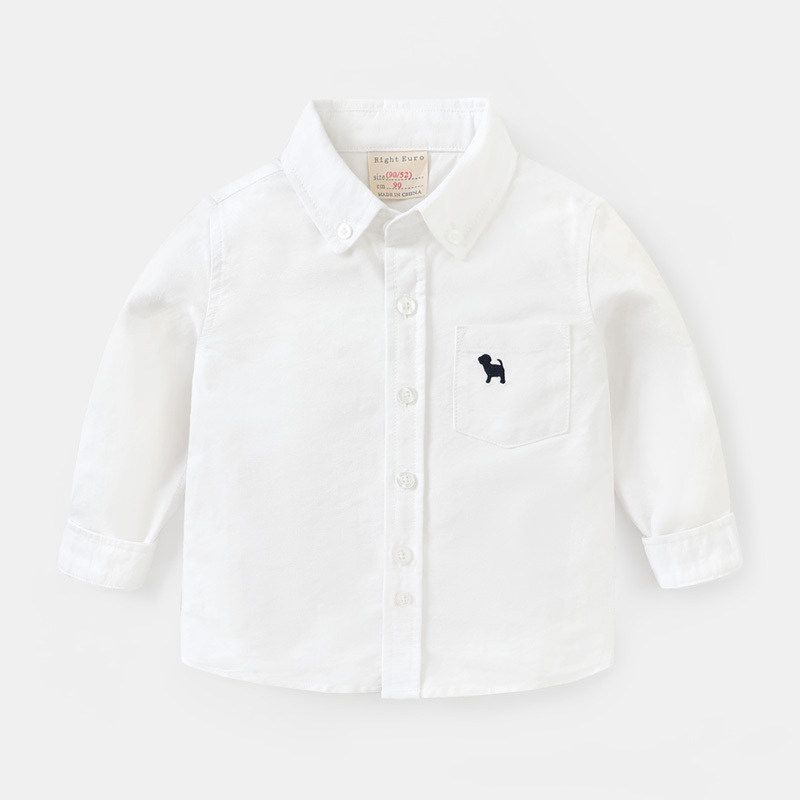 Right European Style Boys Pure Cotton Long-Sleeved Shirt, Spring and Autumn Children s Clothing, Kids White Shirt, Toddler Autumn Style, Handsome White 110