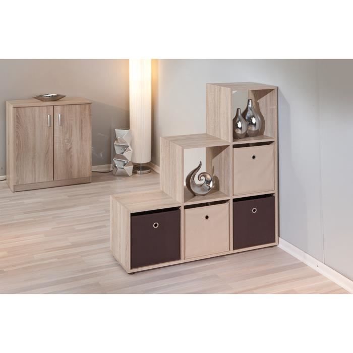 Boîte de rangement pliable - Winny - Tissu - Brun - 31x31x31 cm - Avec anneau en métal
