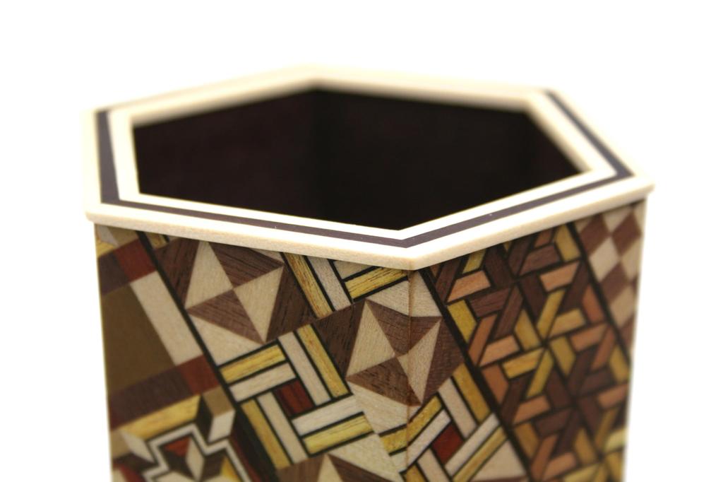 Parquet Hexagonal Pen Hakone Maruyama Bussan Holder, Parquetry,