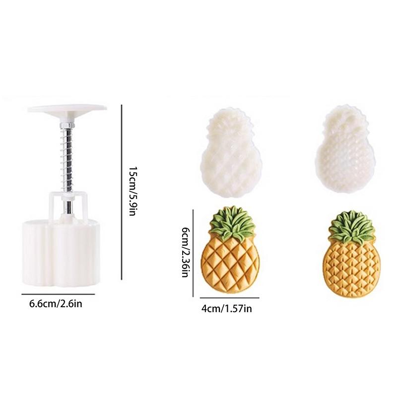 Fruit Pineapple Shape Pastry Mold,Including 1 Mold And 2 Stamps,Diy Hand Press Moon Cake Stamps,Mung Bean Cake,Cookie Mold