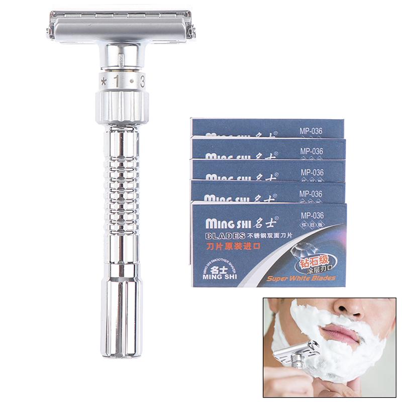 Buy 1Set Adjustable Double Edge Razor Shaving Razors Blades Zinc Alloy