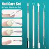 1/4 Stück Edelstahl-Nagelwerkzeug-Set: Doppelseitiger Nagelknipser, U-förmiger Nagelhautschieber, Nagelfeile Peeling für Hand- und Fußpflege