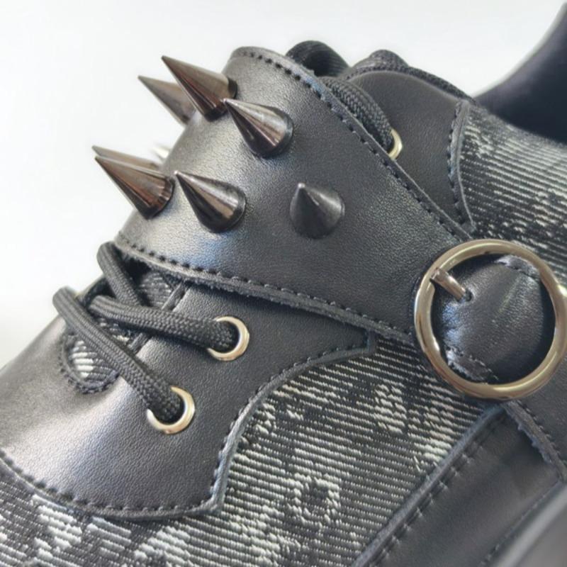 Fashion Shoes for Men  High Quality Platform Big Head Rivets Shoes Thick Sole Heightening Round Head Men Leather Shoes Zapatillas Hombre