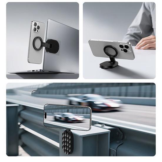 Mobile Phone Holder 3-in-1 Magnetic Stand with Suction Cup And Hook Foldable 360 Degrees Rotatable Phone Holder for Car Gym