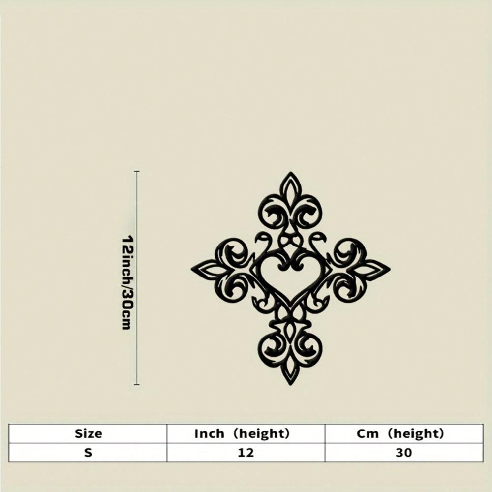 Black Iron Wall Art Heart Cross Metal Decor for Home Wedding Gift