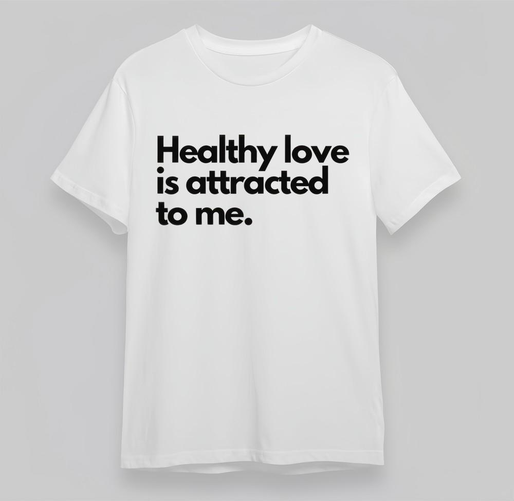 

Women s Oversize T-shirt With Healthy Love Attracted To Me White 100% Cotton Top L
