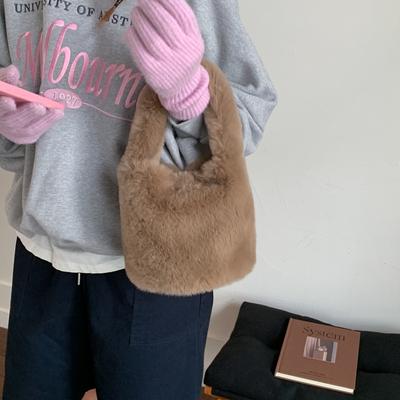 2025 Autumn New Niche Design Bucket Bag Plush Cute Sweet Wind Korean Version Foreign Style Handbag