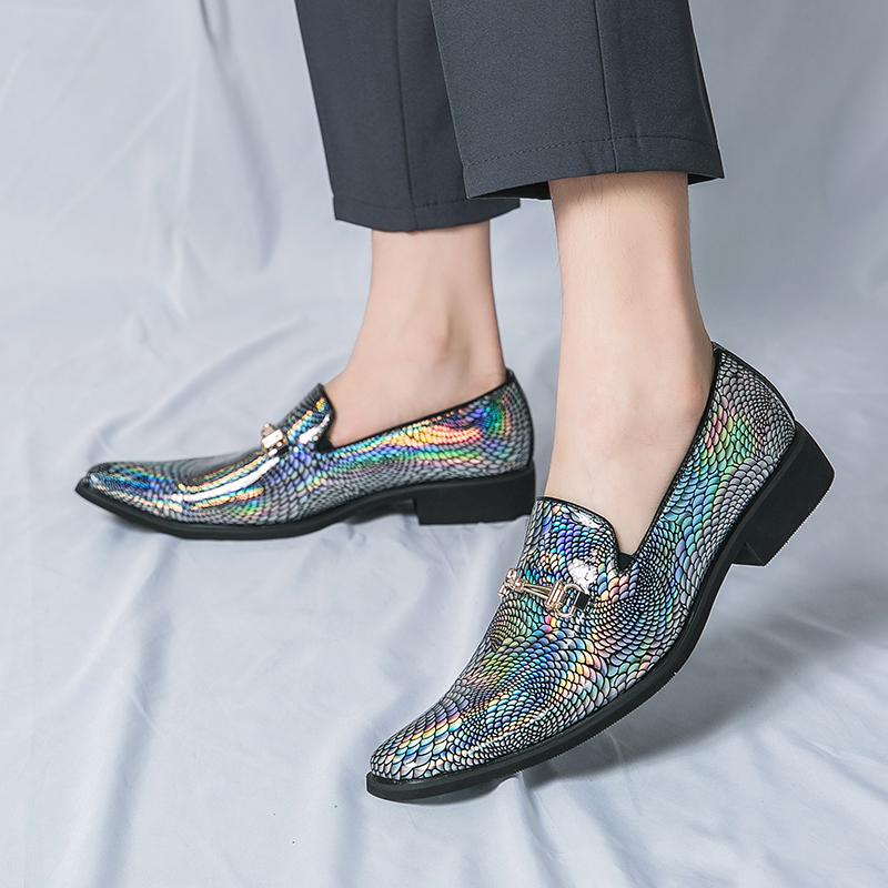 Pánské Svatební Stříbrné Kožené Boty Móda Pánské Ležérní Špičaté Boty Volný čas Nazouvací Mokasíny Zapatos Hombre Elegantní Párty Boty