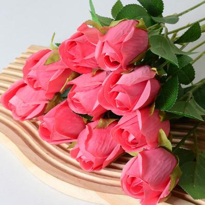 2 Peças Flores Artificiais de Rosa com Haste Longa Botão de Rosa Falso de Seda com Folhas para Buquê de Casamento DIY Peça Central de Mesa Decoração de Casa