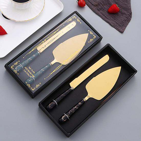 Butter Knife And Spatula Set with Ceramic Handle Stainless Steel Baking Turner for Butter Pizza Pastry Non-Stick Cake Cutter And Butter Spreader