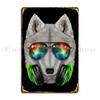 Dj Polar Wolf In Space Metal Plaque Poster Vintage Wall Cave Club Party Pub Print Tin Sign Poster