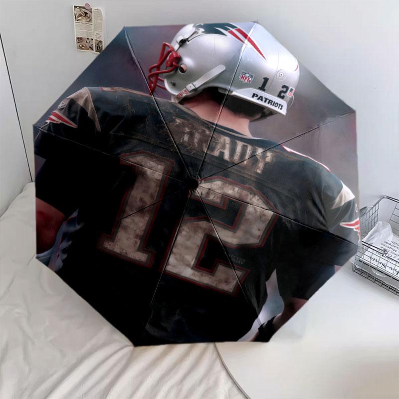 Tom Brady pattern, automatic folding umbrella, portable and foldable design, 8 ribs, a Christmas or birthday gift.