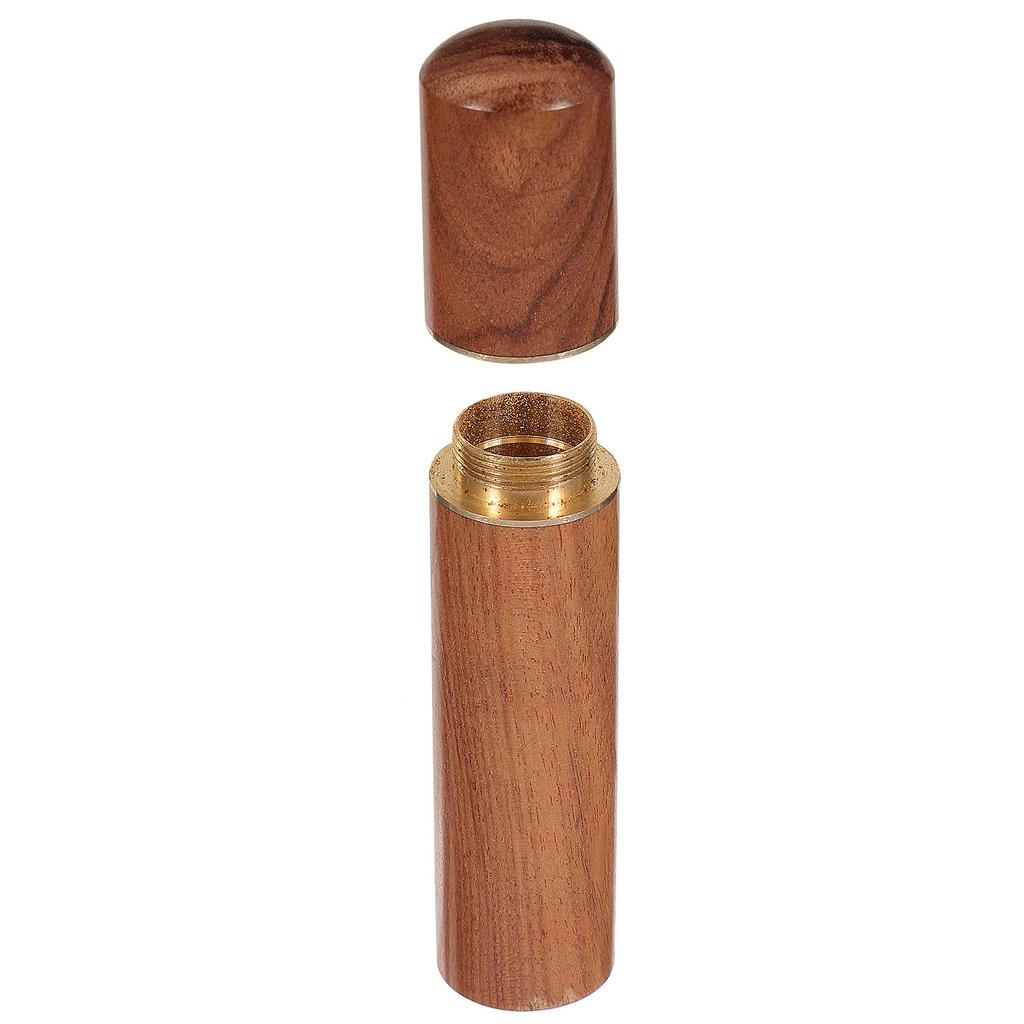 1Pcs Sandalwood Toothpick Storage Tube Portable Wood Holder for Travel Classic Simple Design Small Object Organizer Black-Brown