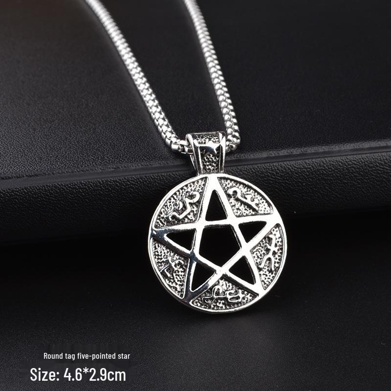 Trendy Six-Pointed Star Pendant Titanium Steel Necklace for Men & Women - Hip Hop Style Sweater Chain Jewelry.