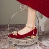 Bridal wedding shoes Xiuhe wedding shoes high heels thick heels women's 2025 new burgundy Xiuhe clothes toasting wedding shoes