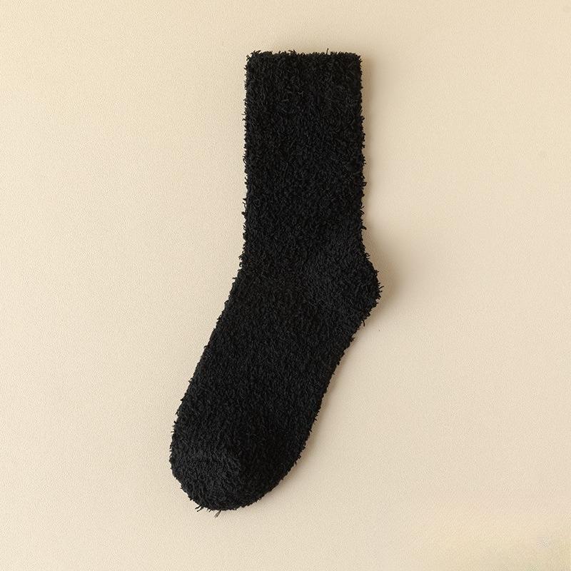 Solid-color Coral Fleece Socks - Children's Warm Sleep Socks with Added Padding and Thickened Mid-calf Floor Socks