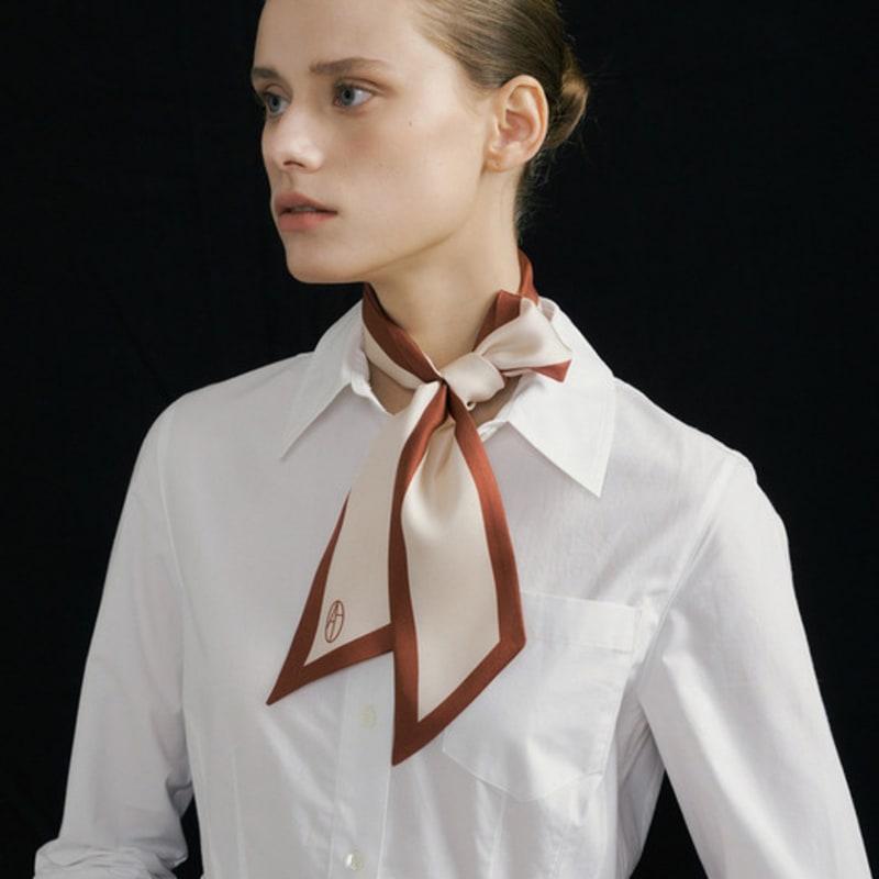 

AVVINA PELLE Long Twilly Silk Scarf - Burnt Orange/Cream Burnt Orange & Beige