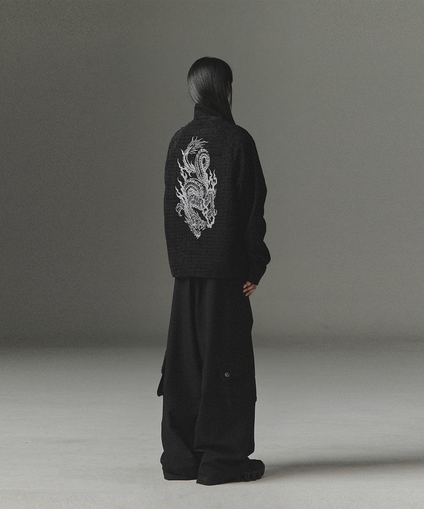 Not4Nerd Eastern Dragon Tweed Track Jacket - Black