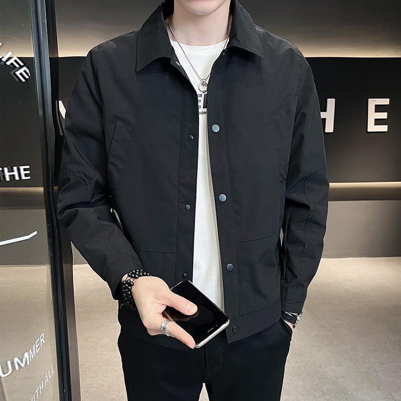 2025 Men s Korean Style Lapel Jacket - Trendy, Handsome, and Versatile Spring/Autumn Casual Wear Medium чёрный