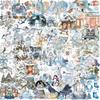 10/30/50pcs Transparent Winter Theme Stickers Funny Cartoon Sticker Decoration Skateboard Phone Diary Watercolor Graffiti Decals