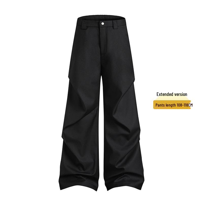 Muqiu Męskie Letnie Plisowane Szerokie Spodnie