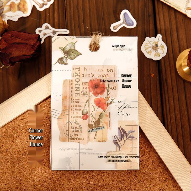 Mu Ran Retro Plant Decorative Sticker Pack: Wild Collection, 4 Styles