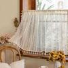 Bu Baba American Hollow Tassel Gauze Curtain for Bedroom Bay Window or Door, Finished Short Curtain.