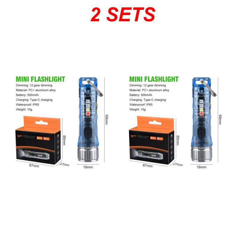 Mini Keychain Flashlight TYPE-C Fast Charging Multi-function IP66 Waterproof Fluorescent Magnetic Warning Camping Flashlight