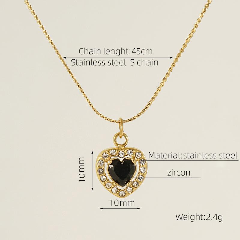 European American Ins Style Double-layer Zircon Titanium Steel Luxury Square Pendant Light Sporty Unisex 18K Gold Necklace