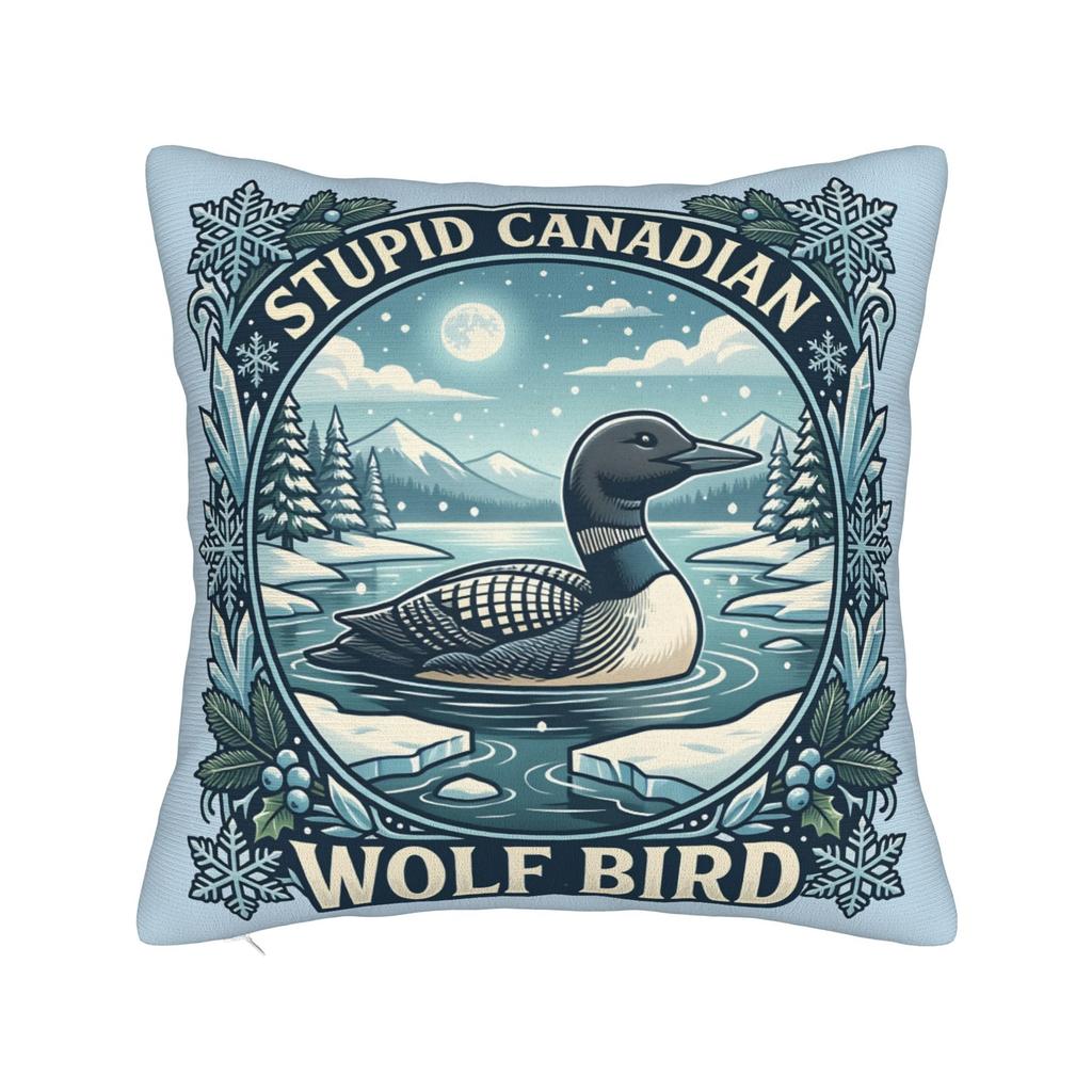 Stupid Canadian Wolf Bird Says Ice Out Pillow Cover Retro Trendy Pillow Case Sofa Car Home Decor Soft Pillowcases Birthday Gift